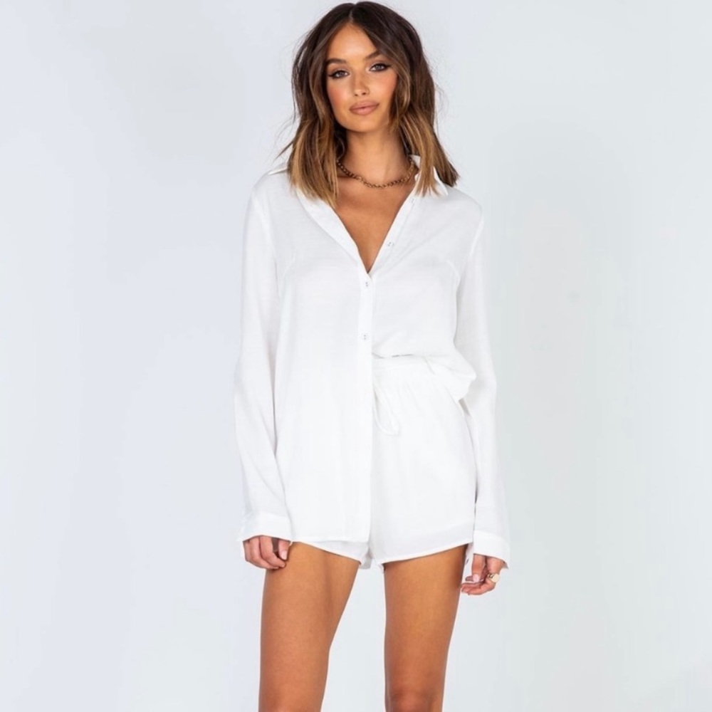 Princess Polly Chloe linen shirt and shorts